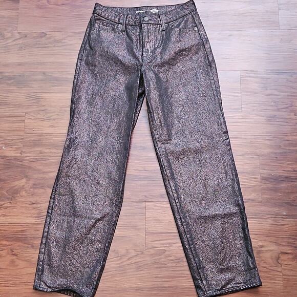 Old Navy Denim - Old Navy Women's High Rise OG Loose Metallic Shimmery Jeans Black size 2
